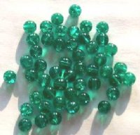 50 6mm Emerald Crackle Glass Beads